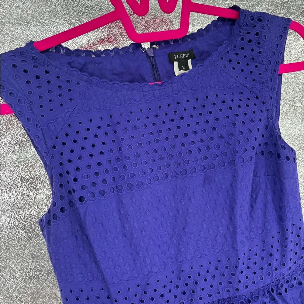J. Crew Purple Eyelet Cotton A-Line Dress